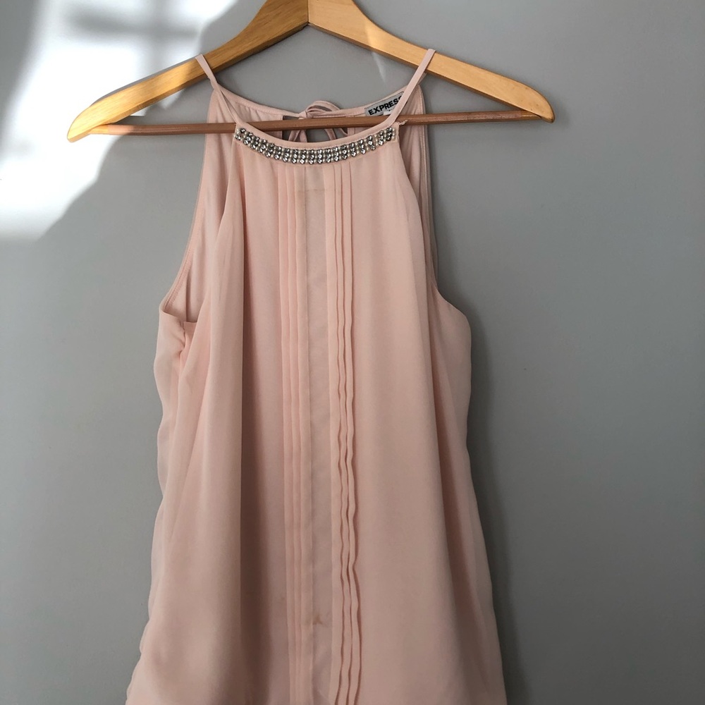 Light pink silky jeweled Express blouse